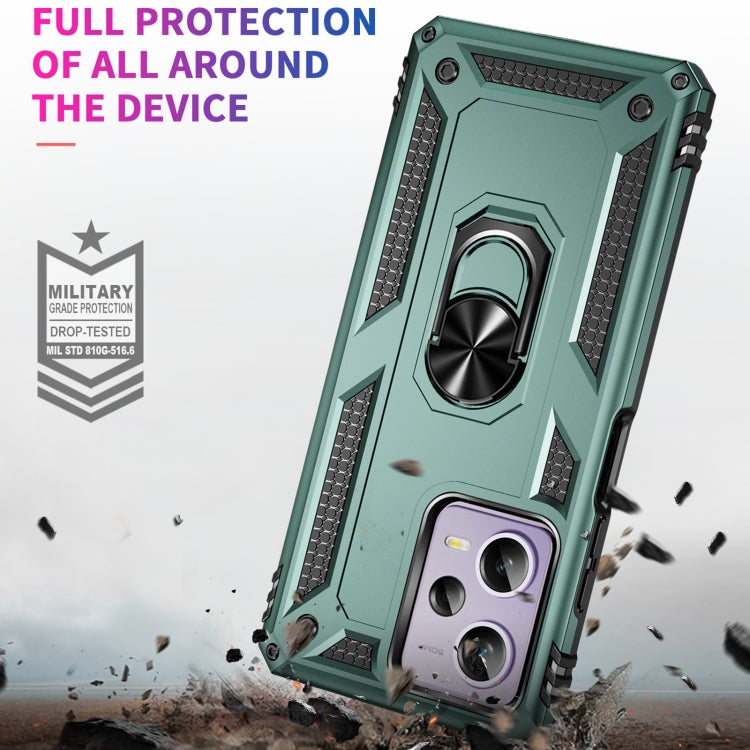 For Xiaomi Redmi Note 12 Pro 5G Shockproof TPU + PC Phone Case with Holder(Dark Green) by buy2fix
