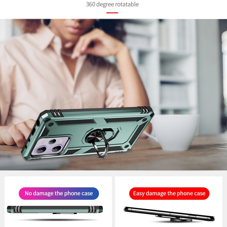 For Xiaomi Redmi Note 12 Pro 5G Shockproof TPU + PC Phone Case with Holder(Dark Green) by buy2fix