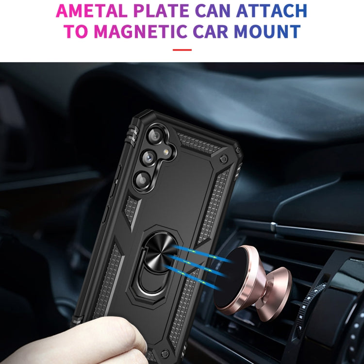 For Samsung Galaxy A34 Shockproof TPU + PC Phone Case with Holder(Black) by buy2fix