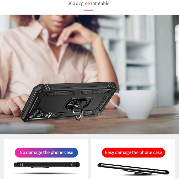 For Samsung Galaxy A34 Shockproof TPU + PC Phone Case with Holder(Black) by buy2fix