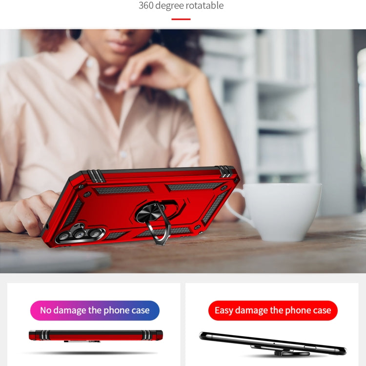 For Samsung Galaxy A34 Shockproof TPU + PC Phone Case with Holder(Red) by buy2fix