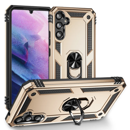 For Samsung Galaxy A34 Shockproof TPU + PC Phone Case with Holder(Gold) by buy2fix