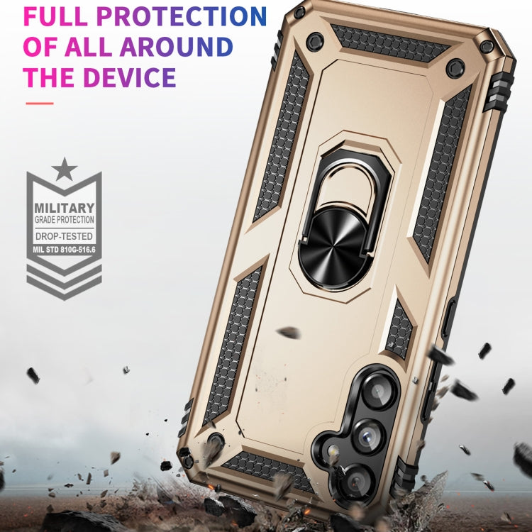 For Samsung Galaxy A34 Shockproof TPU + PC Phone Case with Holder(Gold) by buy2fix