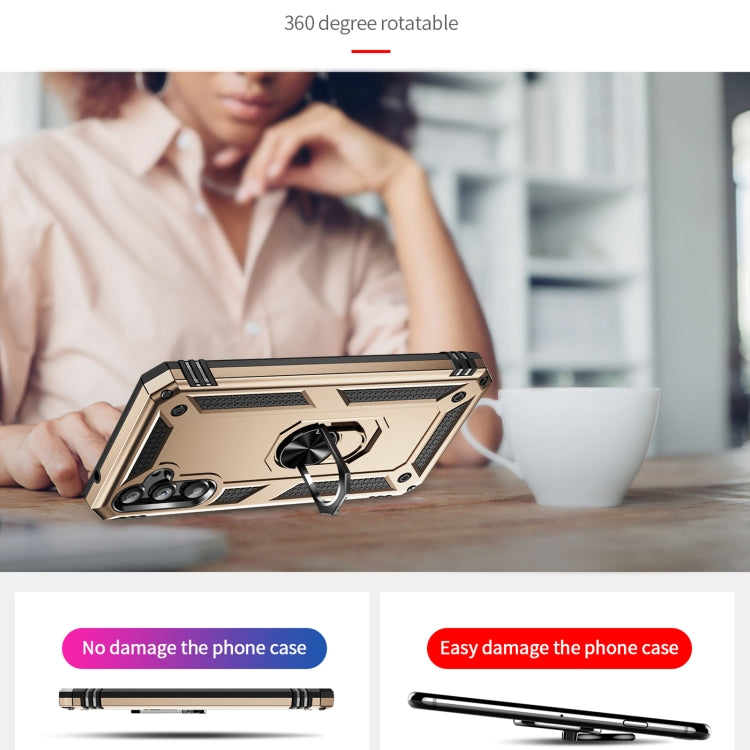 For Samsung Galaxy A34 Shockproof TPU + PC Phone Case with Holder(Gold) by buy2fix