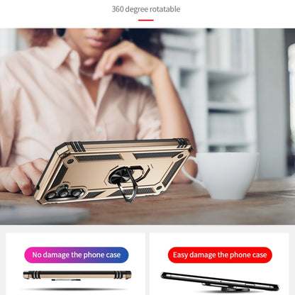 For Samsung Galaxy A34 Shockproof TPU + PC Phone Case with Holder(Gold) by buy2fix