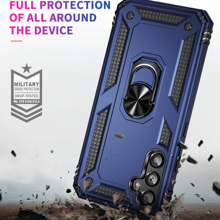 For Samsung Galaxy A34 Shockproof TPU + PC Phone Case with Holder(Blue) by buy2fix