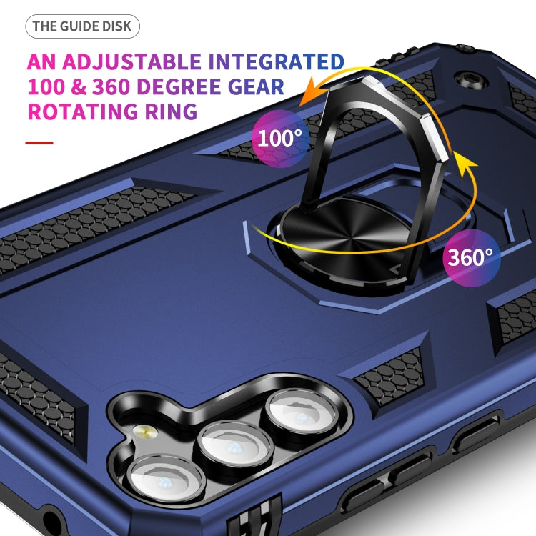 For Samsung Galaxy A34 Shockproof TPU + PC Phone Case with Holder(Blue) by buy2fix