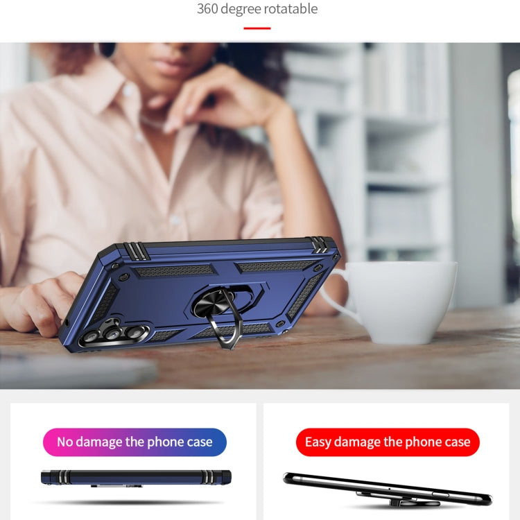 For Samsung Galaxy A34 Shockproof TPU + PC Phone Case with Holder(Blue) by buy2fix