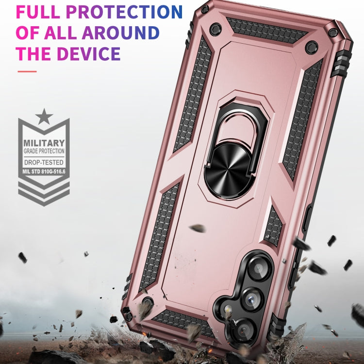 For Samsung Galaxy A34 Shockproof TPU + PC Phone Case with Holder(Rose Gold) by buy2fix