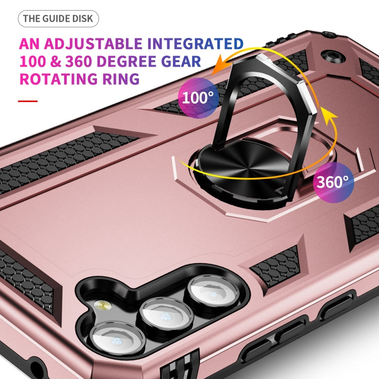 For Samsung Galaxy A34 Shockproof TPU + PC Phone Case with Holder(Rose Gold) by buy2fix