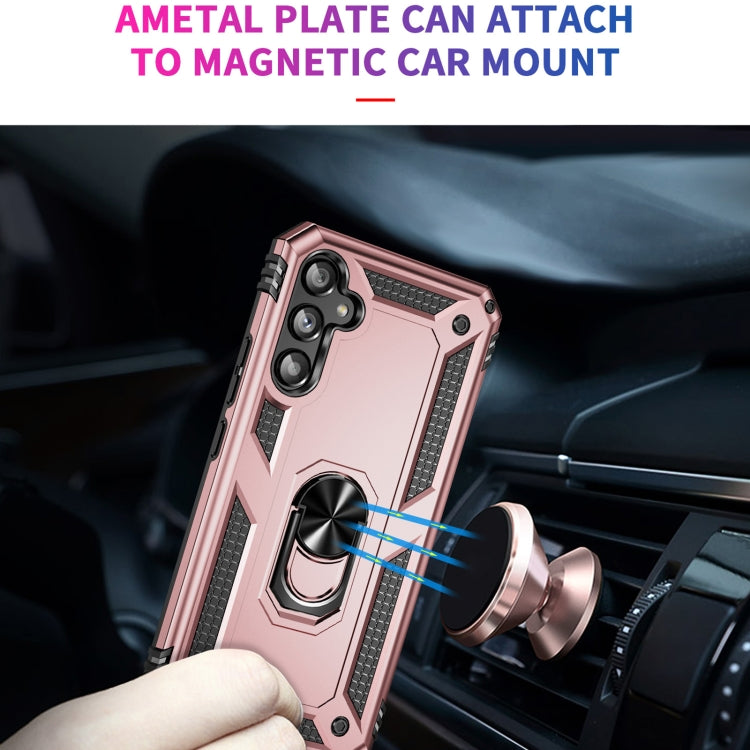 For Samsung Galaxy A34 Shockproof TPU + PC Phone Case with Holder(Rose Gold) by buy2fix