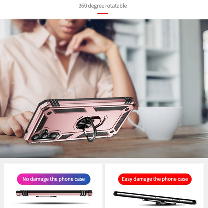 For Samsung Galaxy A34 Shockproof TPU + PC Phone Case with Holder(Rose Gold) by buy2fix