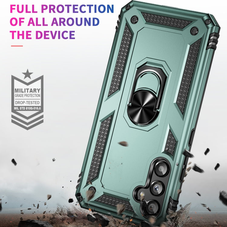 For Samsung Galaxy A34 Shockproof TPU + PC Phone Case with Holder(Dark Green) by buy2fix
