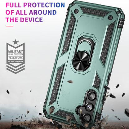 For Samsung Galaxy A34 Shockproof TPU + PC Phone Case with Holder(Dark Green) by buy2fix