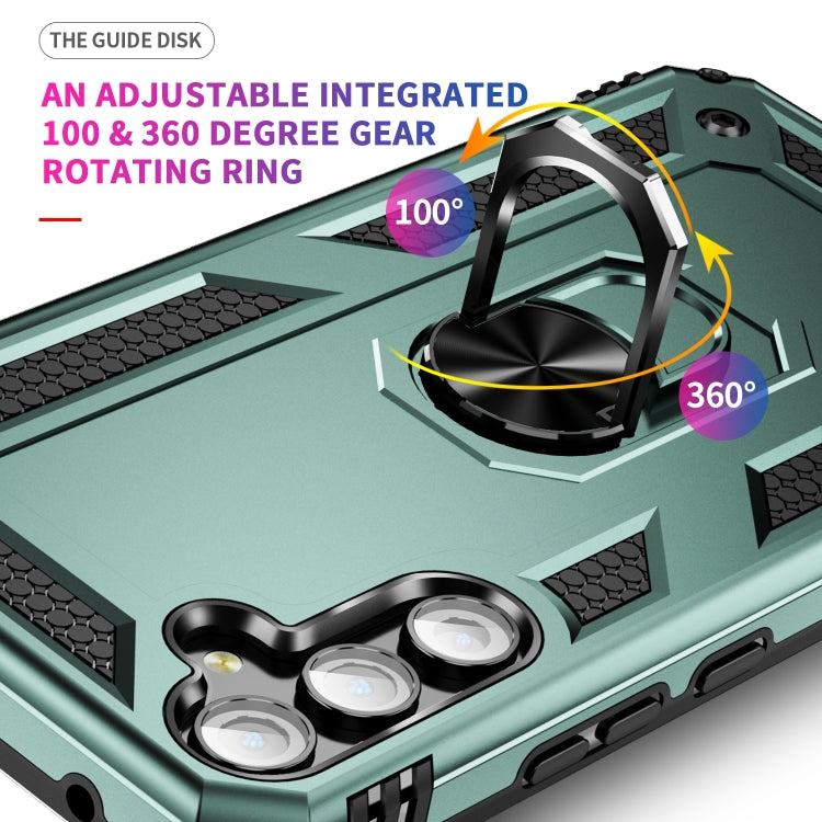 For Samsung Galaxy A34 Shockproof TPU + PC Phone Case with Holder(Dark Green) by buy2fix