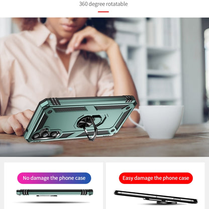 For Samsung Galaxy A34 Shockproof TPU + PC Phone Case with Holder(Dark Green) by buy2fix