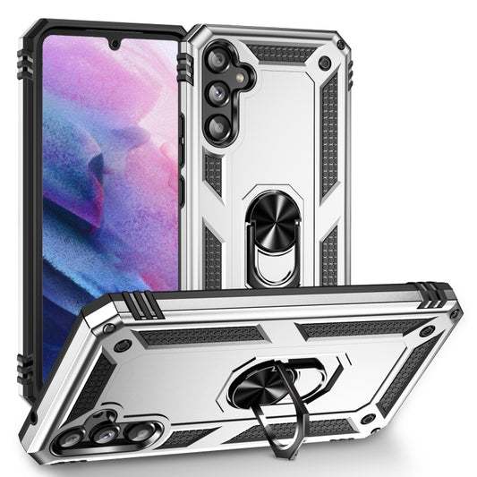 For Samsung Galaxy A34 Shockproof TPU + PC Phone Case with Holder(Silver) by buy2fix