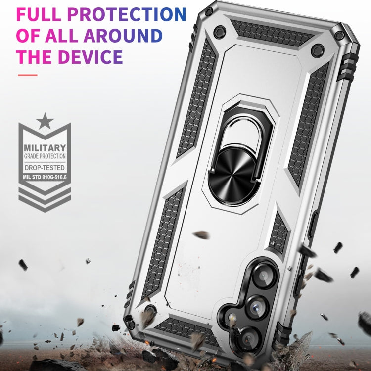 For Samsung Galaxy A34 Shockproof TPU + PC Phone Case with Holder(Silver) by buy2fix