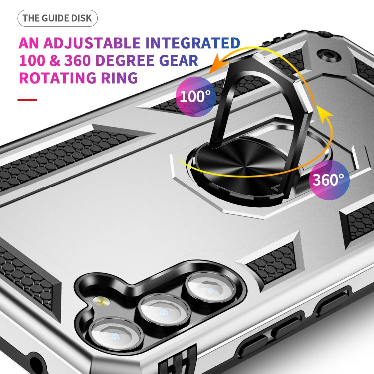 For Samsung Galaxy A34 Shockproof TPU + PC Phone Case with Holder(Silver) by buy2fix