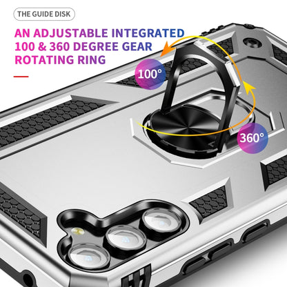 For Samsung Galaxy A34 Shockproof TPU + PC Phone Case with Holder(Silver) by buy2fix