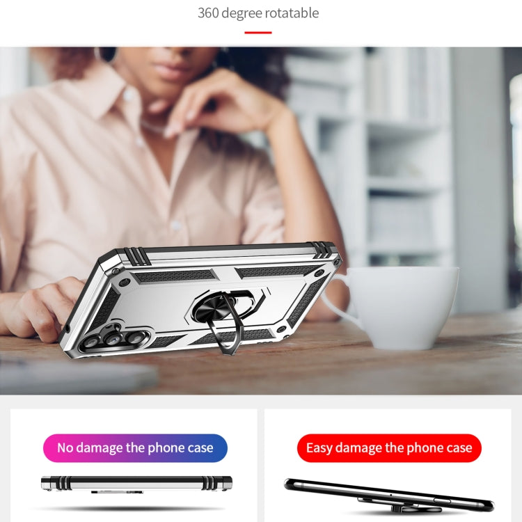 For Samsung Galaxy A34 Shockproof TPU + PC Phone Case with Holder(Silver) by buy2fix