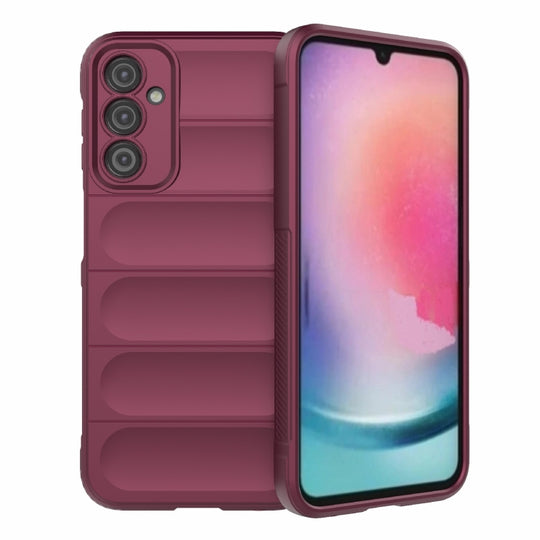 Pour Samsung Galaxy A24 5G / A24 4G Magic Shield TPU + Étui de téléphone en flanelle (vin rouge)