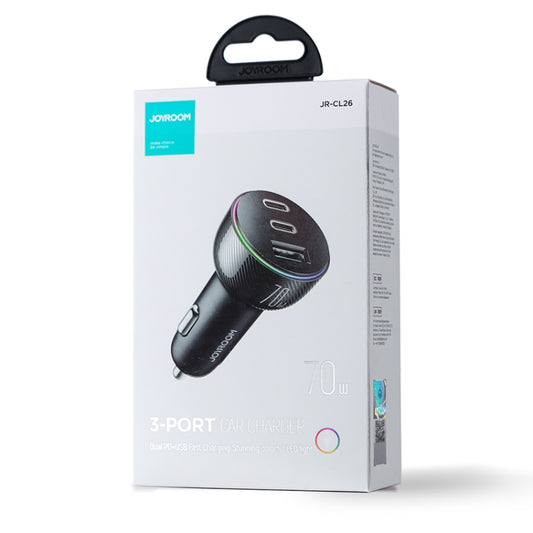 JOYROOM JR-CL26 70W 3-port USB+USB-C / Type-C Car Charger(Black) - Car Charger by JOYROOM | Online Shopping UK | buy2fix