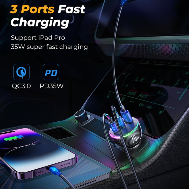 JOYROOM JR-CL26 70W 3-port USB+USB-C / Type-C Car Charger(Black) - Car Charger by JOYROOM | Online Shopping UK | buy2fix