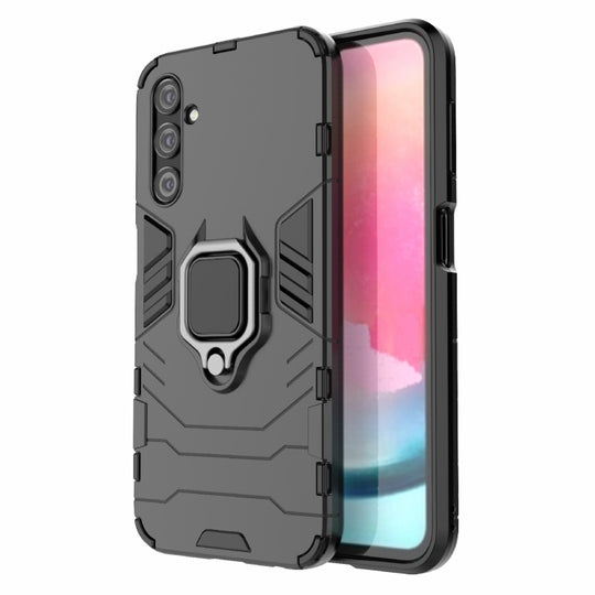 For Samsung Galaxy A24 5G / A24 4G PC + TPU Shockproof Protective Phone Case with Magnetic Ring Holder(Black)