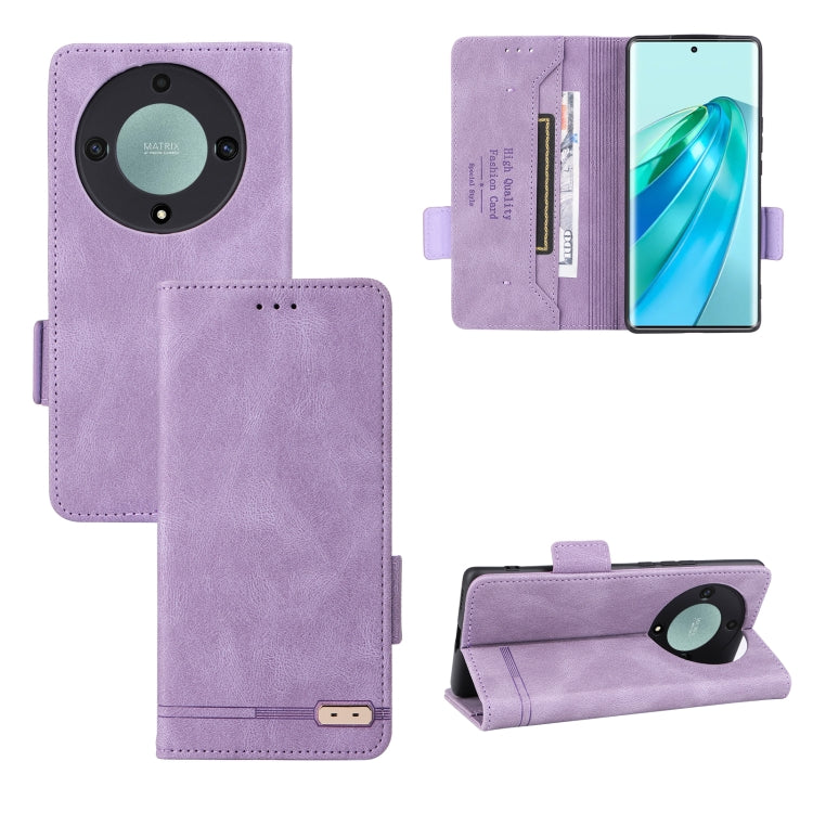 For Honor X9a 5G / Magic5 Lite Magnetic Clasp Flip Leather Phone Case(Purple) by buy2fix