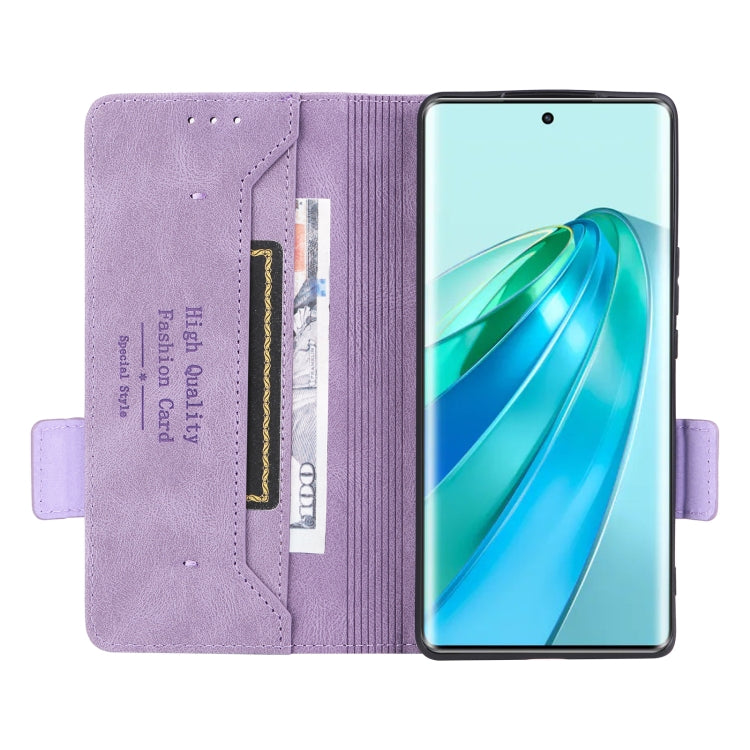 For Honor X9a 5G / Magic5 Lite Magnetic Clasp Flip Leather Phone Case(Purple) by buy2fix