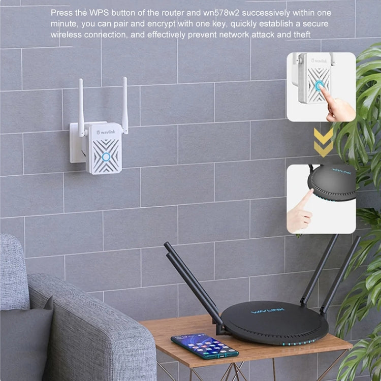 Wavlink WN578W2 300Mbps 2.4GHz WiFi Extender Repeater Home Wireless Signal Amplifier(EU Plug) - Broadband Amplifiers by WAVLINK | Online Shopping UK | buy2fix