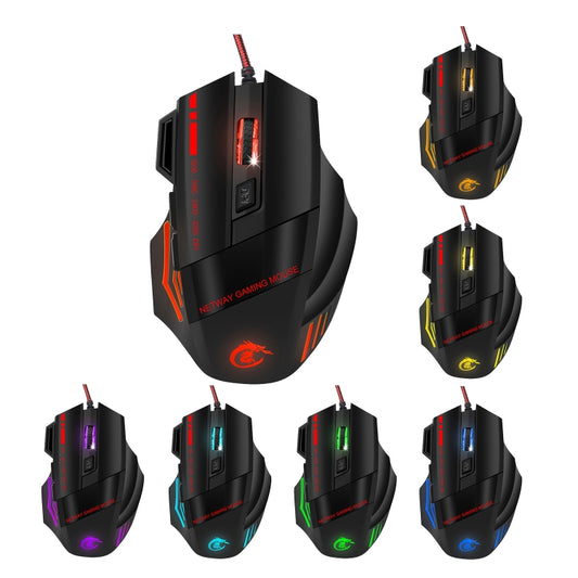 HXSJ A907 7 Keys Colorful Luminous 7D Wired Gaming Mouse(Black) - Wired Mice by HXSJ | Online Shopping UK | buy2fix