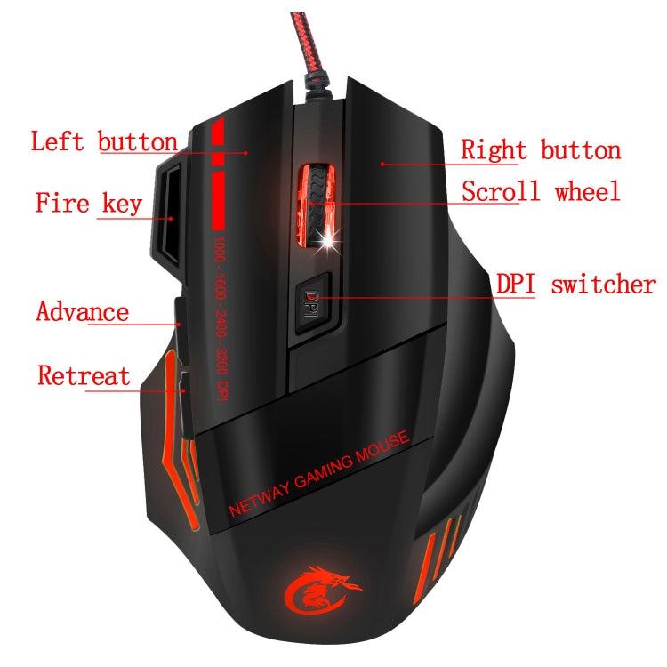 HXSJ A907 7 Keys Colorful Luminous 7D Wired Gaming Mouse(Black) - Wired Mice by HXSJ | Online Shopping UK | buy2fix