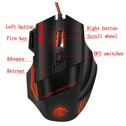 HXSJ A907 7 Keys Colorful Luminous 7D Wired Gaming Mouse(Black) - Wired Mice by HXSJ | Online Shopping UK | buy2fix