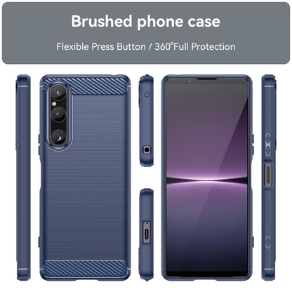 For Sony Xperia 1 V Brushed Texture Carbon Fiber TPU Phone Case(Blue) by buy2fix