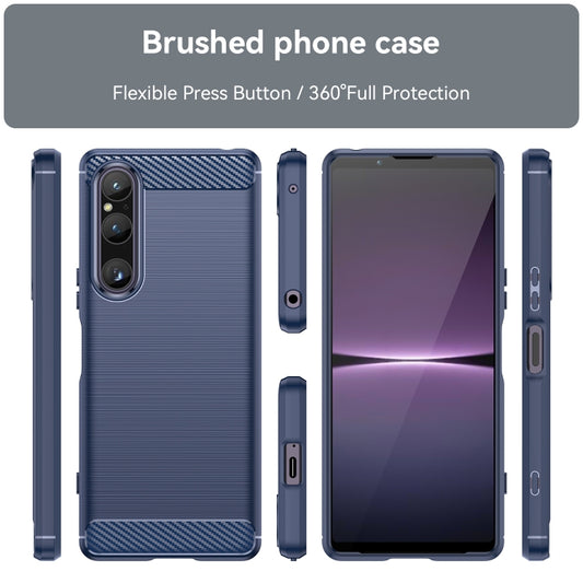 For Sony Xperia 1 V Brushed Texture Carbon Fiber TPU Phone Case(Blue) by buy2fix