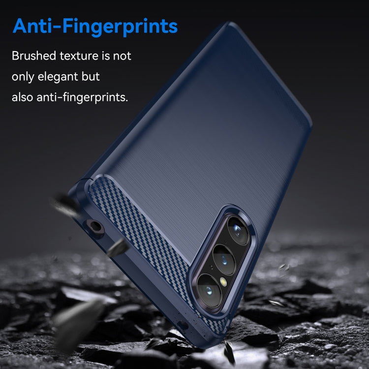 For Sony Xperia 1 V Brushed Texture Carbon Fiber TPU Phone Case(Blue) by buy2fix