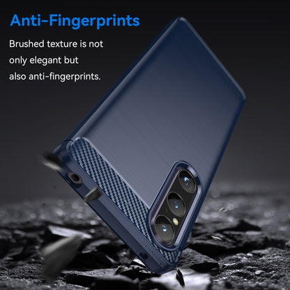 For Sony Xperia 1 V Brushed Texture Carbon Fiber TPU Phone Case(Blue) by buy2fix