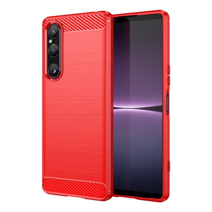 For Sony Xperia 1 V Brushed Texture Carbon Fiber TPU Phone Case(Red) by buy2fix