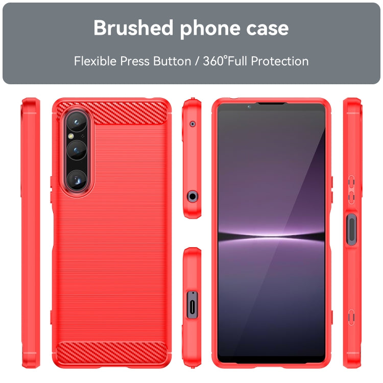 For Sony Xperia 1 V Brushed Texture Carbon Fiber TPU Phone Case(Red) by buy2fix