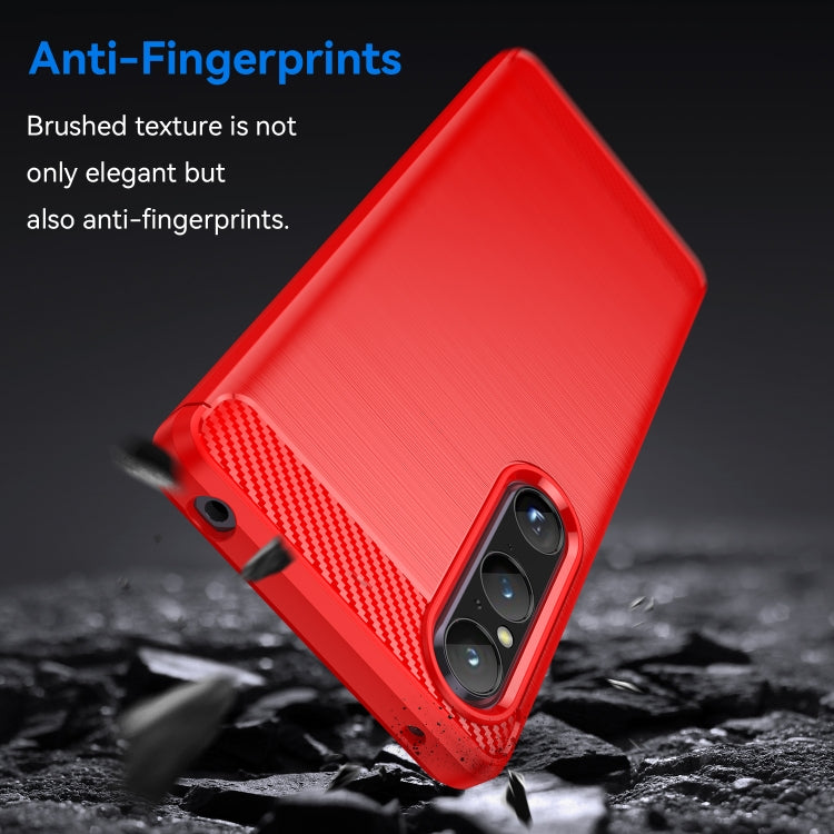 For Sony Xperia 1 V Brushed Texture Carbon Fiber TPU Phone Case(Red) by buy2fix