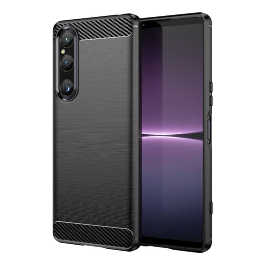 For Sony Xperia 1 V Brushed Texture Carbon Fiber TPU Phone Case(Black) by buy2fix