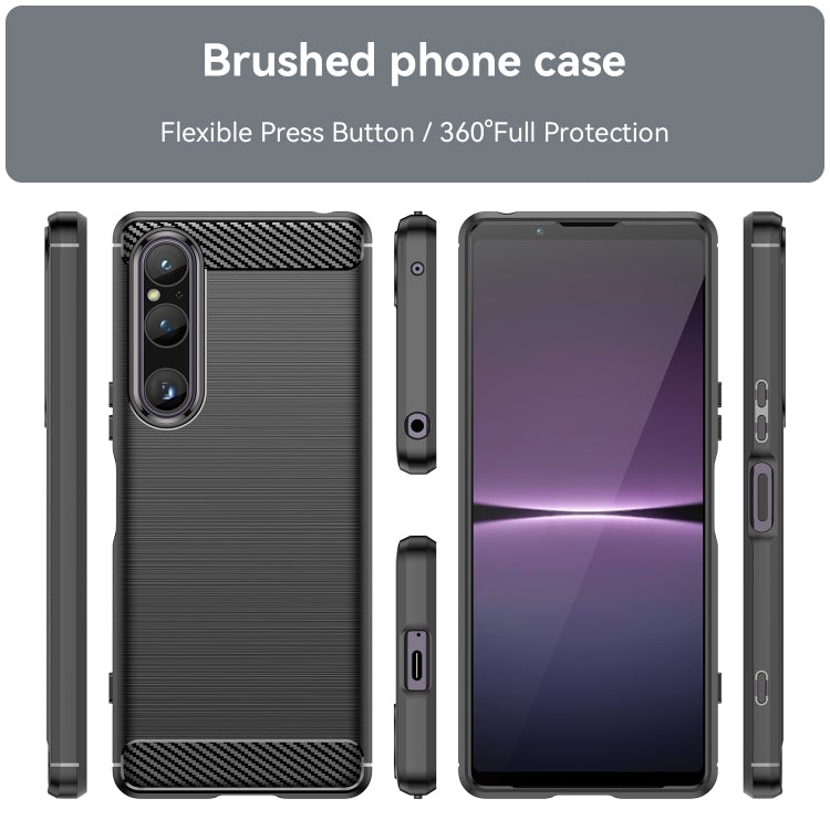 For Sony Xperia 1 V Brushed Texture Carbon Fiber TPU Phone Case(Black) by buy2fix
