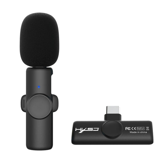 HXSJ F18 2.4G USB-C/Type-C Noise Reduction Lavalier Wireless Microphone(Black) - Microphone by HXSJ | Online Shopping UK | buy2fix