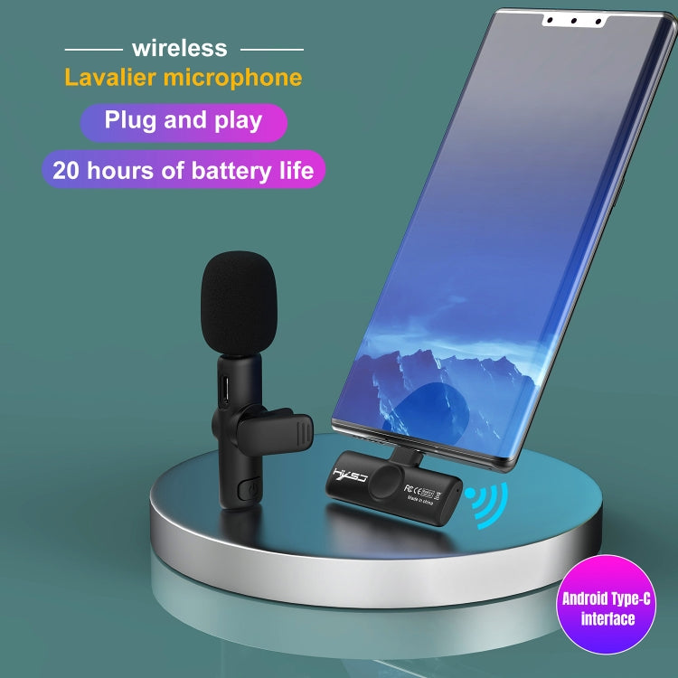 HXSJ F18 2.4G USB-C/Type-C Noise Reduction Lavalier Wireless Microphone(Black) - Microphone by HXSJ | Online Shopping UK | buy2fix