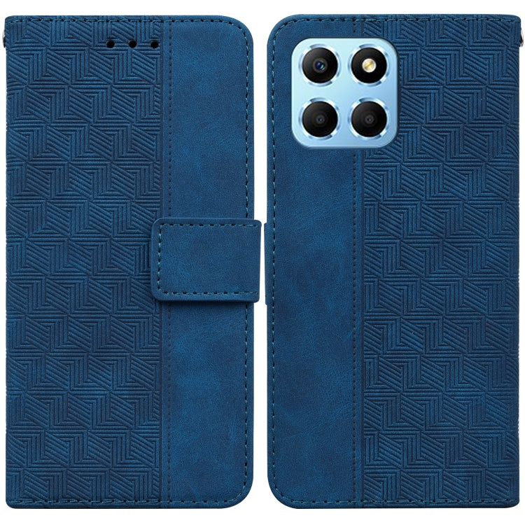 For Honor X8 5G Geometric Embossed Leather Phone Case(Blue) by buy2fix