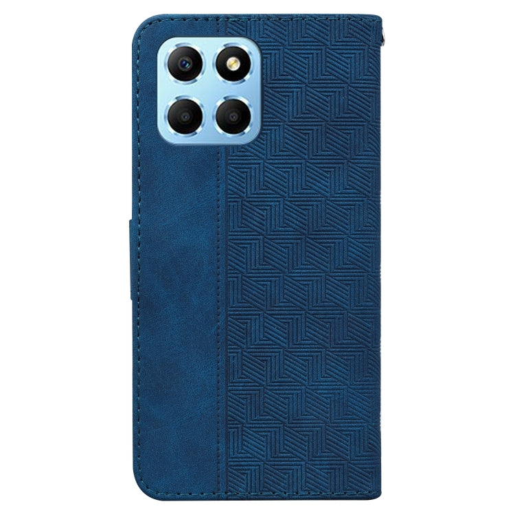 For Honor X8 5G Geometric Embossed Leather Phone Case(Blue) by buy2fix