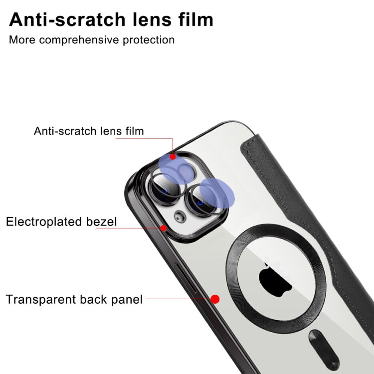 For iPhone 14 MagSafe Magnetic RFID Anti-theft Leather Phone Case(Dark Purple) - iPhone 14 Cases by buy2fix | Online Shopping UK | buy2fix