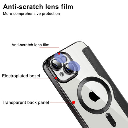 For iPhone 14 MagSafe Magnetic RFID Anti-theft Leather Phone Case(Dark Purple) - iPhone 14 Cases by buy2fix | Online Shopping UK | buy2fix